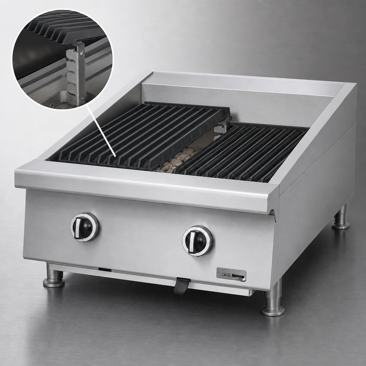 Product image #4 for Garland 36-Inch Heavy-Duty Countertop Gas Charbroiler with Ceramic Briquettes and Adjustable Cast Iron Grates