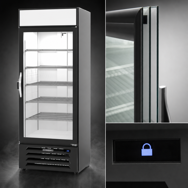 Product image #4 for Beverage-Air MarketMax IQ 30-Inch One-Section Reach-In Glass Door Freezer Merchandiser with Electronic Smart Lock, Black