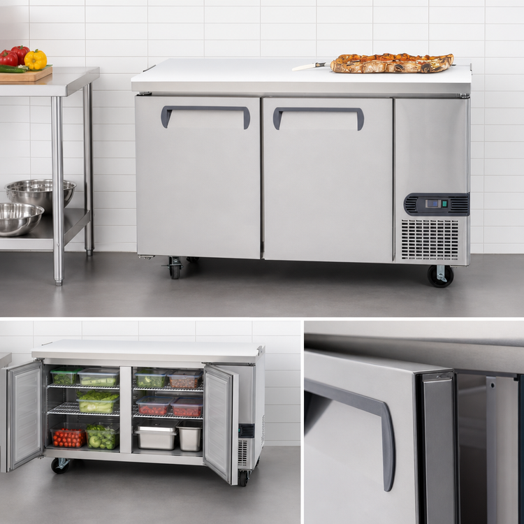 Product image #4 for 67-Inch Two-Section Reach-In Work Top Refrigerator with Solid Hinged Doors
