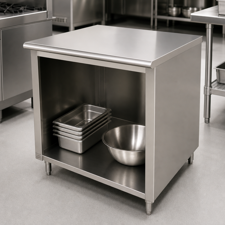 Product image #4 for Advance Tabco Special Value Economy Open Base Work Table, 72W x 24D, Flat Top, 16 Gauge 304 Stainless Steel
