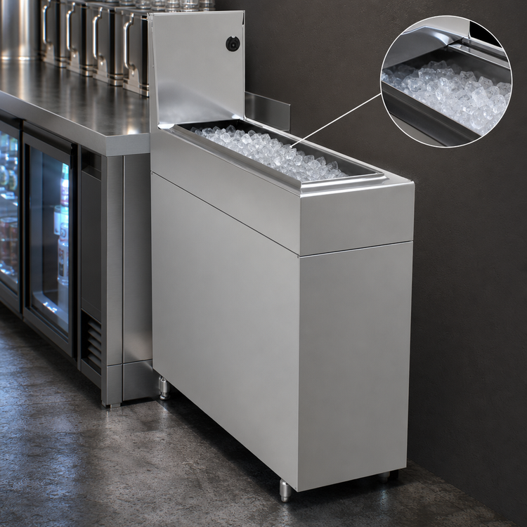 Product image #4 for Glastender Underbar Stainless Steel Ice Bin with Sliding Cover, 21 lb Capacity