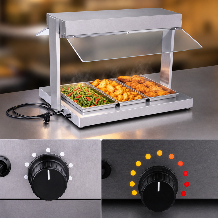 Product image #4 for BK Resources 36-Inch Double-Sided Self-Service Buffet Warmer with Heated Base and Sneeze Guards