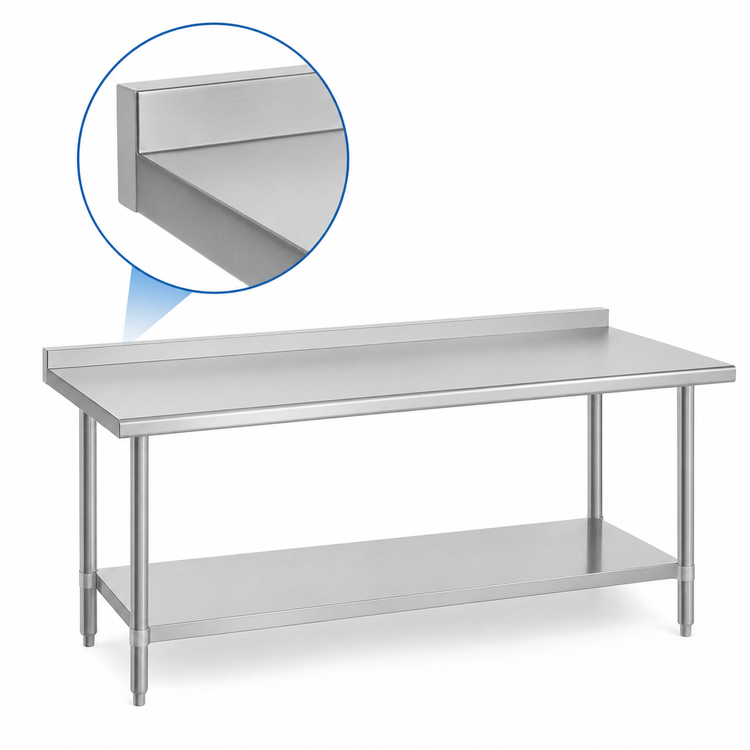 Product image #4 for Duke Deluxe 316 Series Stainless Steel Work Table with 1-1/8-Inch Riser, 24-Inch Deep x 144-Inch Long