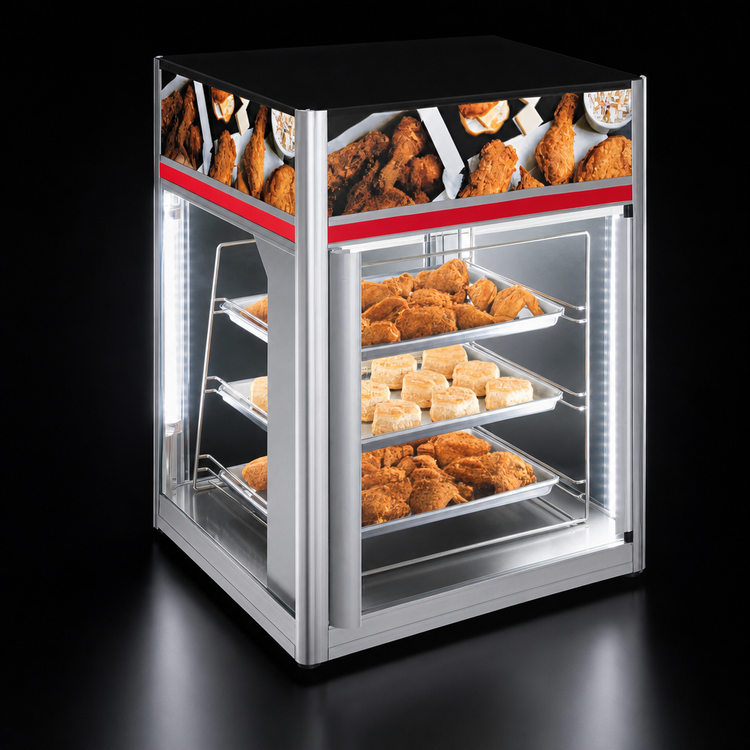 Product image #4 for Hatco Flav-R-Savor® Countertop Hot Food Holding and Display Cabinet, 1 Door, 3-Tier Pan Rack Without Motor, 120V