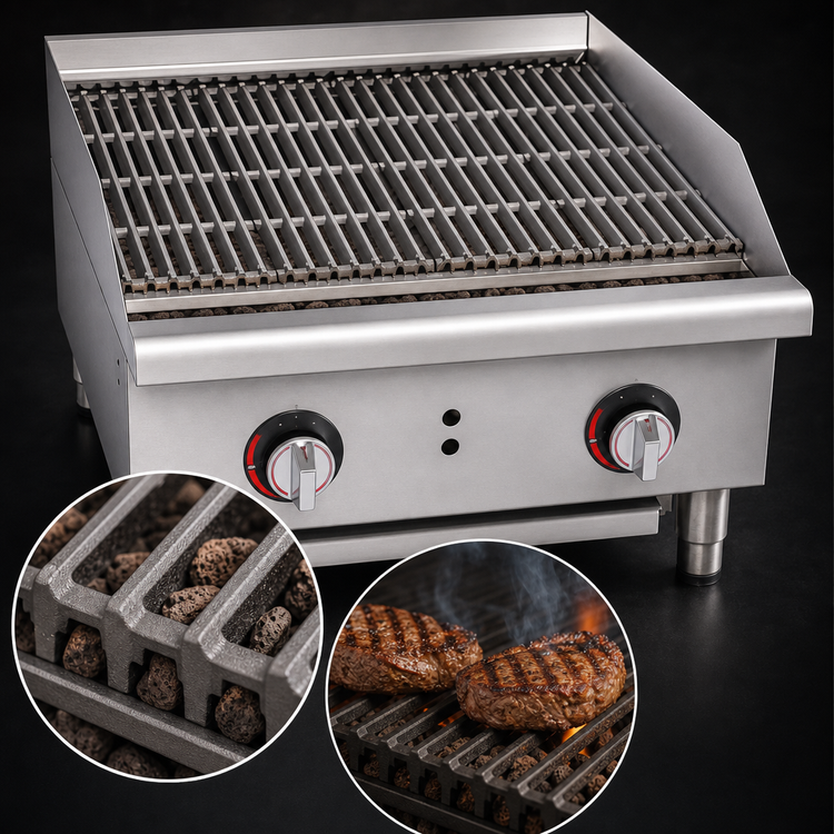 Product image #4 for Workline 48-Inch Gas Countertop Char-Rock Broiler, 120,000 BTU