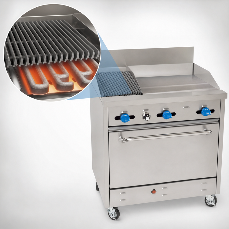 Product image #4 for Comstock-Castle F330-24-1RB 36-Inch Commercial Gas Range with 24-Inch Griddle, 12-Inch Char-Broiler and Standard Oven
