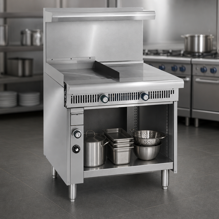 Product image #4 for Imperial Spec Series 36-Inch Heavy Duty Gas Range with 18-Inch Griddle, 18-Inch Hot Top, and Open Cabinet Base