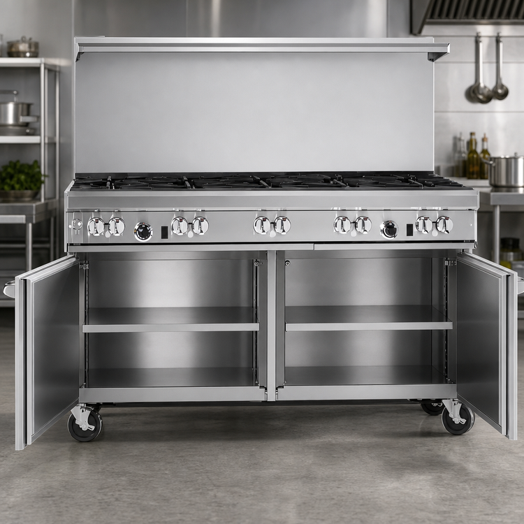 Product image #4 for Ultimate 60-Inch Commercial Gas Range with 10 Open Burners and 2 Cabinets