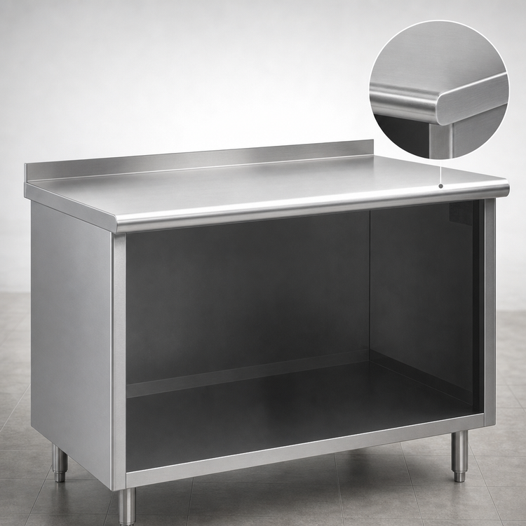 Product image #4 for Spec-Master 60-Inch x 30-Inch Stainless Steel Work Table with Open Front Cabinet Base and Rear Up-Turn