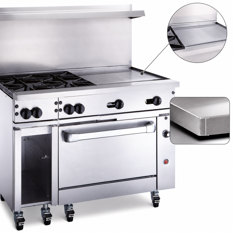 Product image #4 for Vulcan Endurance 48-Inch Gas Restaurant Range with 2 Burners, 36-Inch Griddle and Convection Oven