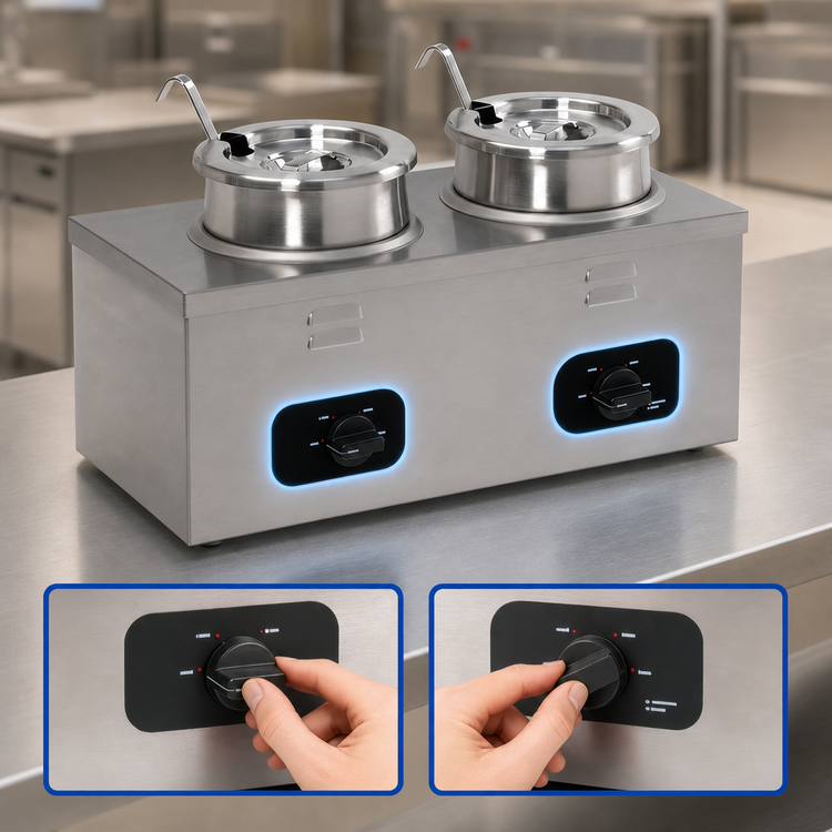 Product image #4 for Nemco Countertop Twin-Well Cooker/Warmer, 2 x 4-Quart Wet Heat, 120V
