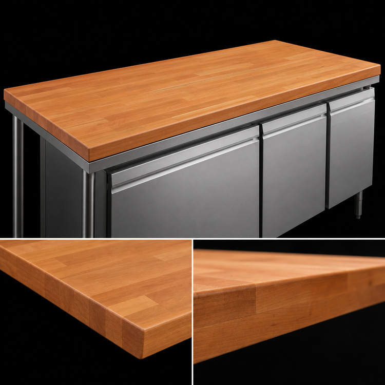 Product image #4 for John Boos Boos Block 96" x 48" Edge Grain American Cherry Kitchen Countertop, Varnique Finish