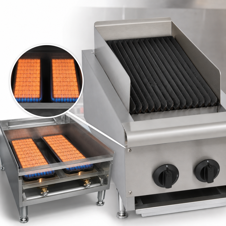 Product image #4 for Wells HDCB-1230G Countertop Natural Gas Charbroiler, 14 Inch Wide, 2 Cast Iron Radiant Burners