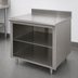 Thumbnail image #4 for Advance Tabco 60 Inch x 30 Inch 14 Gauge 304 Stainless Steel Work Table with Open Front Cabinet Base, Mid-Shelf, and 5 Inch Backsplash