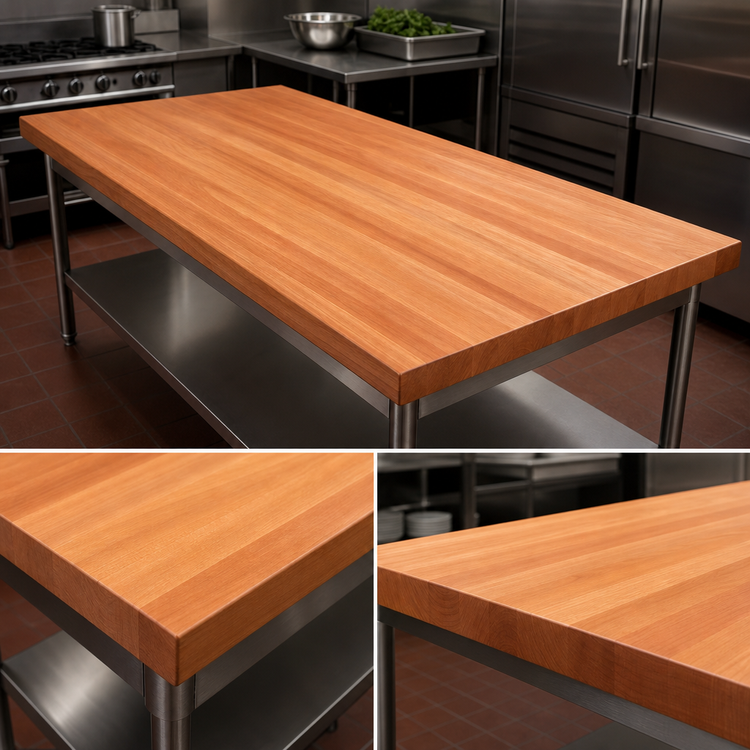 Product image #4 for Boos Block American Cherry Edge Grain Kitchen Countertop, 120 x 32 x 3 Inch, Full-Length Rails, Penetrating Oil Finish