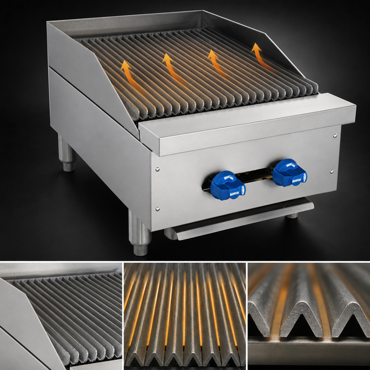 Product image #4 for Comstock-Castle Castle Series 18-Inch Countertop Radiant Gas Char-Broiler, Manual Controls, 18 x 24-Inch Grill Area