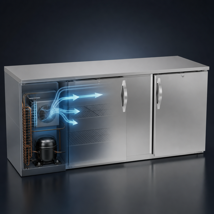 Product image #4 for Beverage-Air BB68HC-S 68-Inch Two-Section Stainless Steel Back Bar Refrigerator with Solid Doors