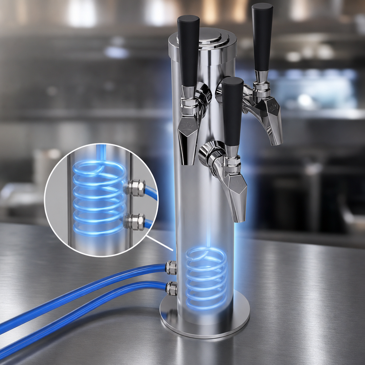 Product image #4 for Krowne Triple Faucet Glycol-Cooled Countertop Beer Tower, 15 Inch, Brushed Stainless Steel