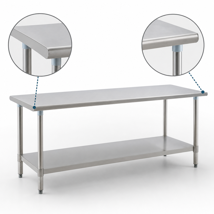 Product image #4 for Eagle Group Budget Series 84 Inch x 30 Inch 430 Stainless Steel Work Table with Undershelf
