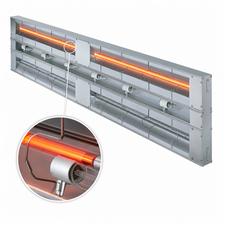 Product image #4 for Hatco Glo-Ray® 48-Inch Lighted Infrared Strip Heater, Single Rod, Aluminum, 1340 Watts