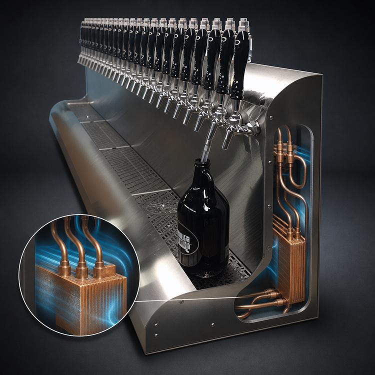 Product image #4 for Perlick 4076DN22 22-Faucet Modular Wall-Mount Glycol-Cooled Draft Beer Dispensing Tower
