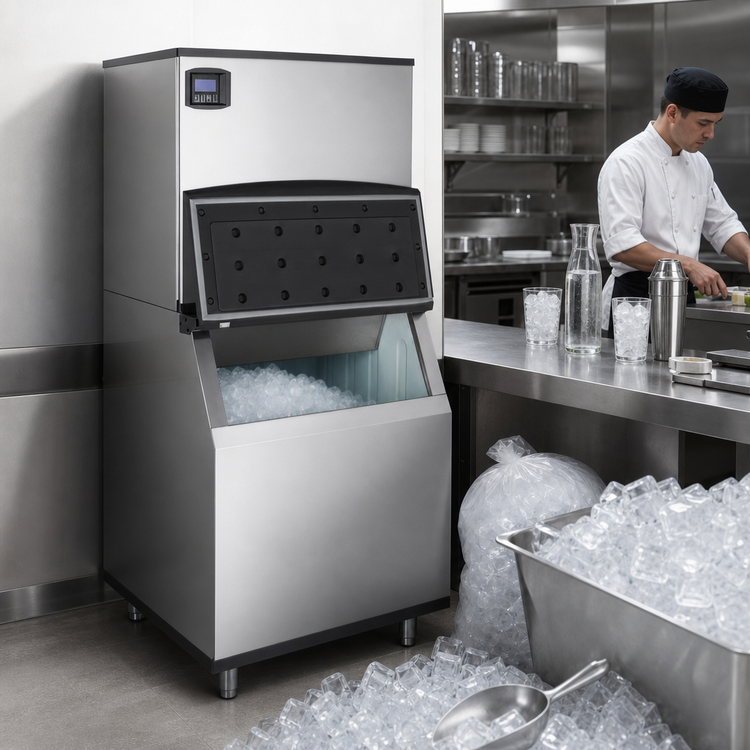 Product image #4 for Maxx Ice Intelligent Series 30 Inch Air-Cooled Full Dice Modular Ice Machine with 580 lb Storage Bin