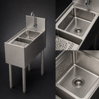 Thumbnail image #4 for Perlick Corporation Tobin Ellis Signature TSCE12PS 12-Inch Freestanding Stainless Steel Underbar Sink with Glass Rinser, 6-Inch Backsplash