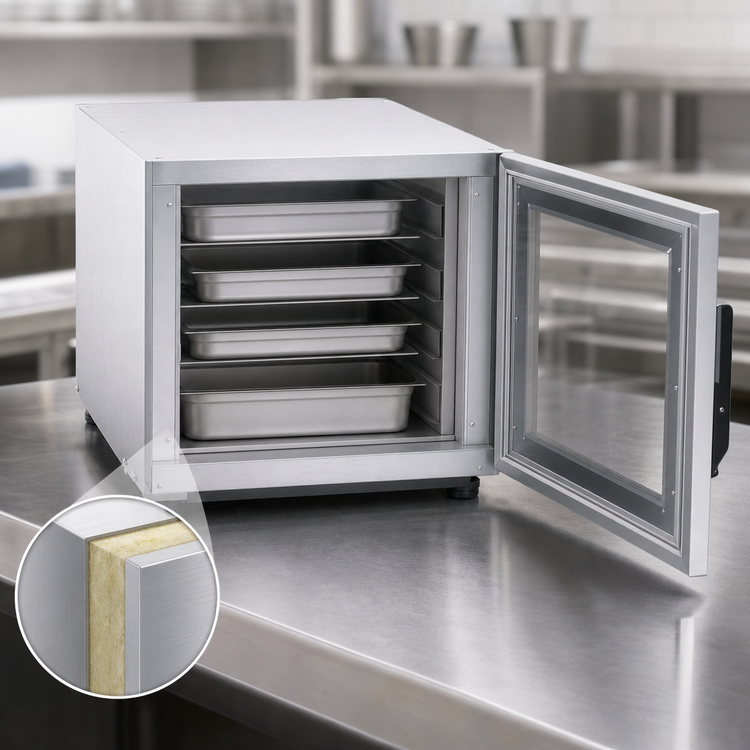 Product image #4 for Panco HCUELSI-RC3.00 Extended Undercounter Insulated Heated Holding Cabinet, 5 Pan Capacity, Clear Polycarbonate Door