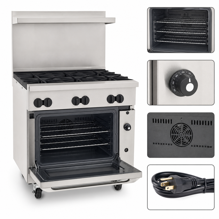 Product image #4 for Wolf Challenger XL 36-Inch Gas Restaurant Range with 6 Open Burners and Convection Oven