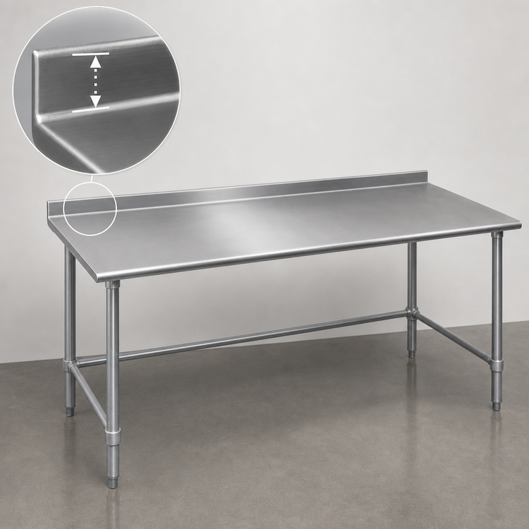 Product image #4 for Eagle Group Budget Series 84-Inch x 30-Inch 430 Stainless Steel Work Table with 1-1/2-Inch Rear Up-Turn