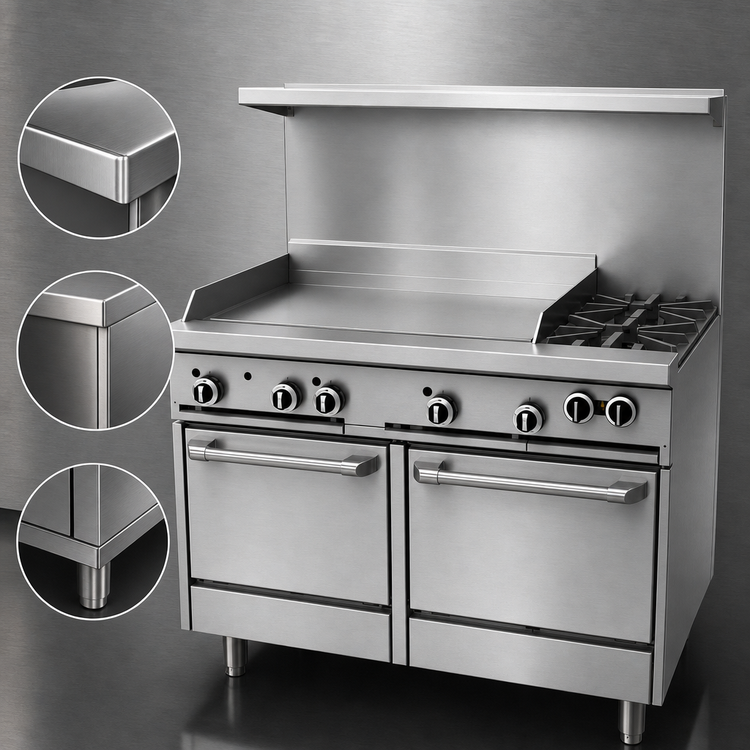 Product image #4 for Garland G Starfire Pro 48" Gas Restaurant Range with 2 Open Burners, 36" Griddle, and 2 Space-Saver Ovens