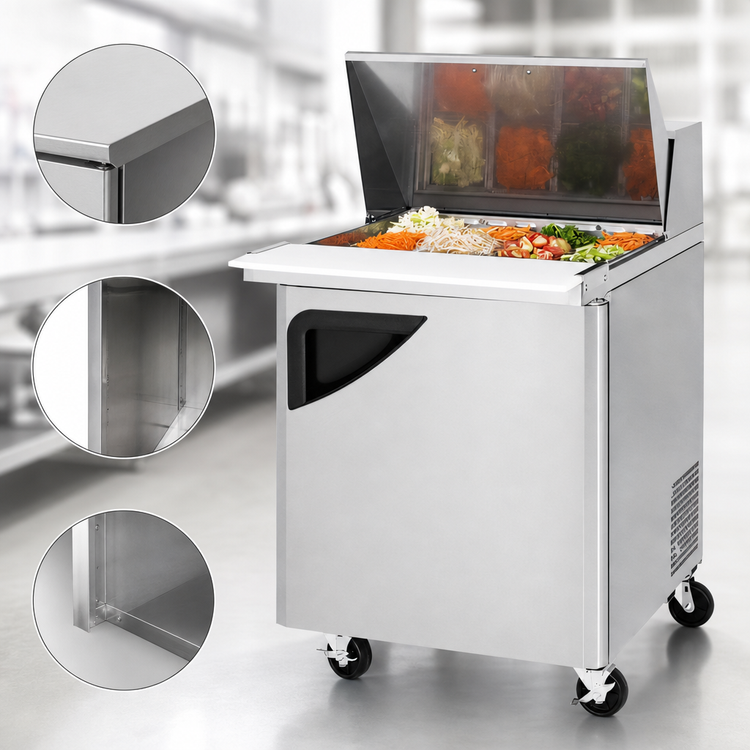 Product image #4 for Turbo Air Super Deluxe Sandwich/Salad Mega Top Prep Table Refrigerator, 1-Section, 27-1/2 Inch Wide, 12-Pan
