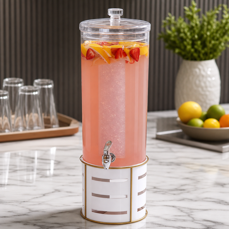 Product image #4 for Empire Single Round White Acrylic Beverage Dispenser with Ice Chamber