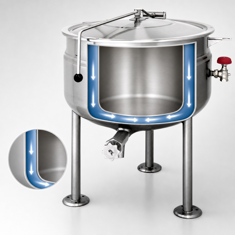 Product image #4 for Cleveland Range Short Series 40-Gallon Direct Steam Jacketed Kettle with Tri-Leg Base