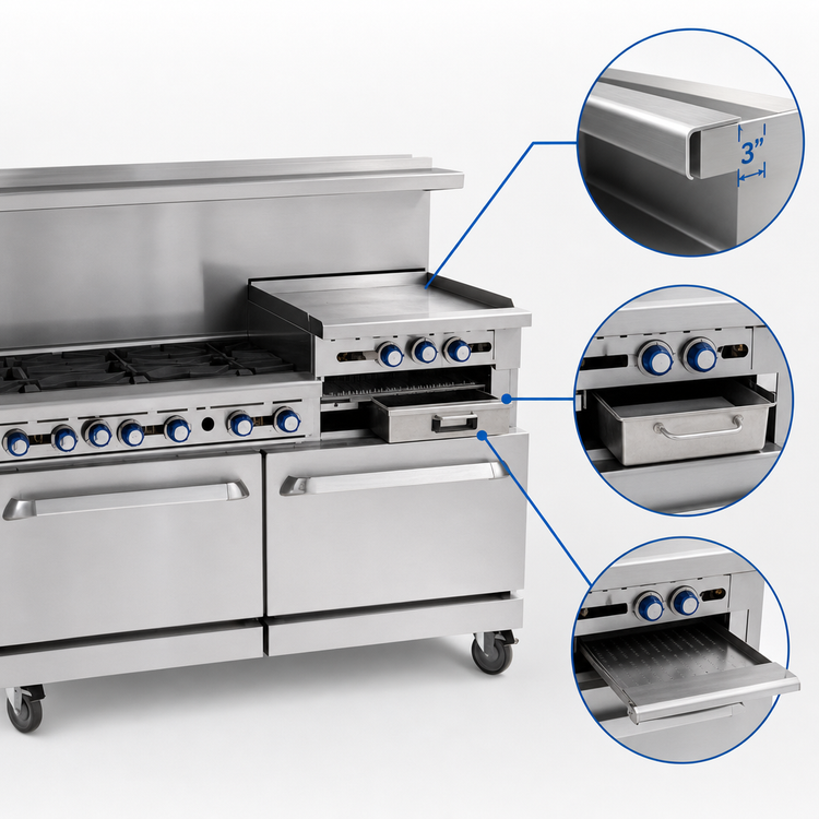 Product image #4 for Imperial Pro Series 60-Inch Gas Restaurant Range with Griddle, Convection Oven, and Open Cabinet Base