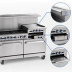 Thumbnail image #4 for Imperial (Middleby) Pro Series IR-G60-C-XB 60-Inch Gas Restaurant Range with 3/4-Inch Griddle, Convection Oven & Open Cabinet Base