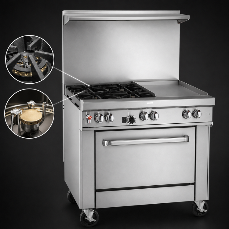 Product image #4 for Southbend Ultimate 36-Inch Gas Restaurant Range with 2 Burners, 24-Inch Griddle, and Convection Oven