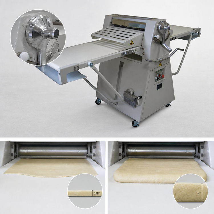 Product image #5 for BakeryXpress DXP-FRS02 Floor Model Reversible Dough Sheeter, 20.5" x 79" Conveyor, 220V