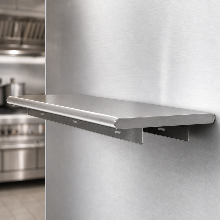 Product image #4 for Advance Tabco 48 Inch x 24 Inch Pass-Thru Stainless Steel Shelf with Cantilever Mounting Brackets