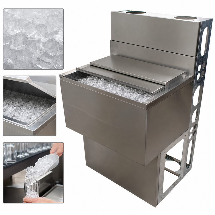 Product image #4 for BK Resources Underbar Ice Bin with 7-Circuit Cold Plate, 66 lb Capacity, Stainless Steel