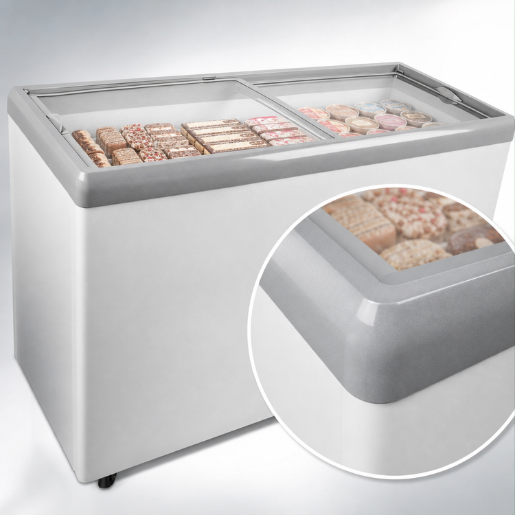 Product image #4 for Kelvinator Commercial 71-Inch Ice Cream Novelty Display Freezer, 17 Cu. Ft., Sliding Glass Lids