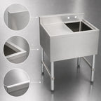 Thumbnail image #4 for Serv-Ware BAR1B24-L-CWP-V 24-Inch Single-Bowl Left-Drainboard 304 Stainless Steel Bar Sink with 3-Inch Backsplash