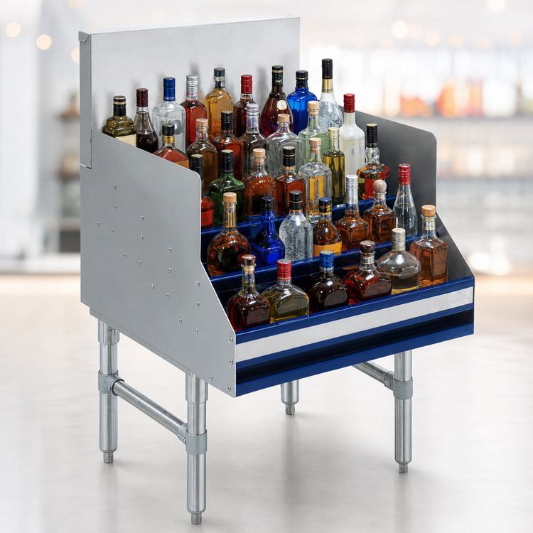 Product image #4 for Advance Tabco Prestige 5-Step Freestanding Stainless Steel Liquor Bottle Display Unit
