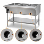 Thumbnail image #4 for Eagle Group DHT3-240-3 48-Inch 3-Well Electric Hot Food Table, Open Base, Dry Wells, 430 Stainless Steel, 240V 3-Phase