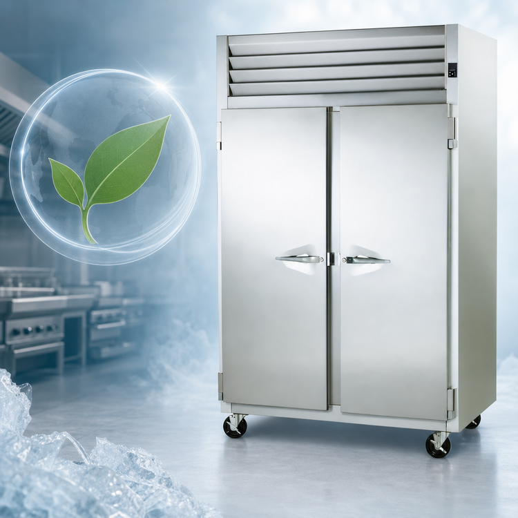 Product image #4 for Dealer's Choice 2-Section Reach-In Freezer with Full-Height Solid Doors, Self-Contained, 115V