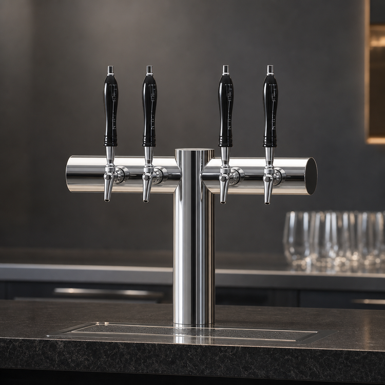 Product image #4 for Perlick Avenue 10-Faucet T-Pipe Glycol-Cooled Countertop Draft Beer Tower, Stainless Steel
