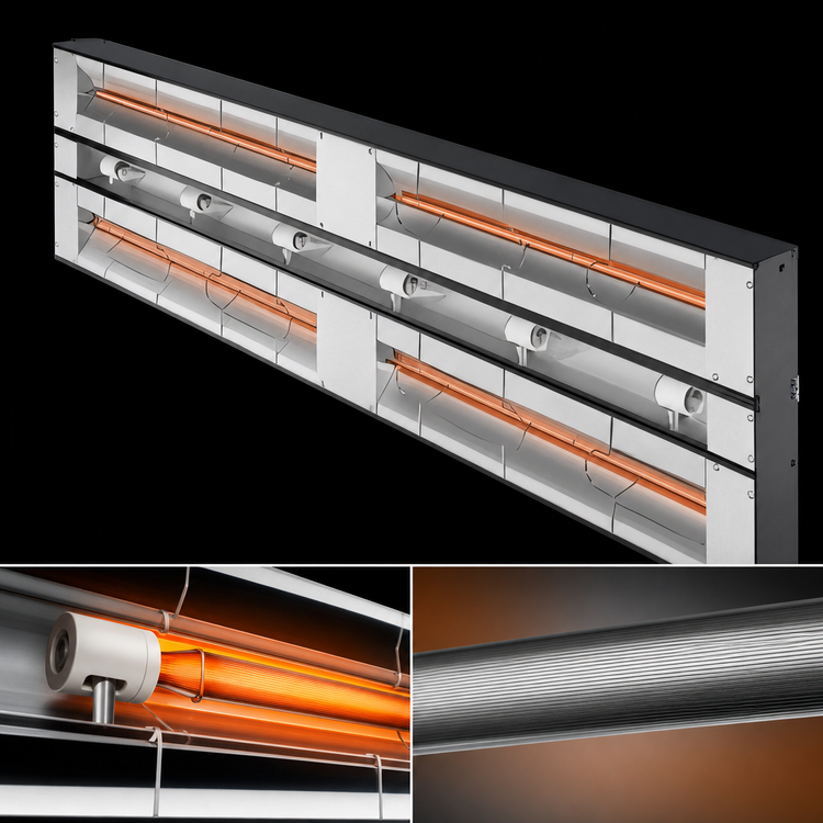Product image #4 for Hatco Glo-Ray 84-Inch Max Watt Dual Infrared Strip Heater, Unlighted, Aluminum, 4.8 kW