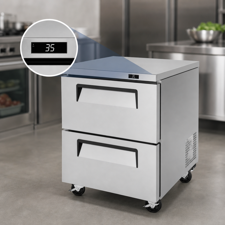 Product image #4 for Turbo Air Super Deluxe 1-Section Undercounter Drawer Refrigerator with 2 Drawers, 6.8 Cu. Ft., Stainless Steel