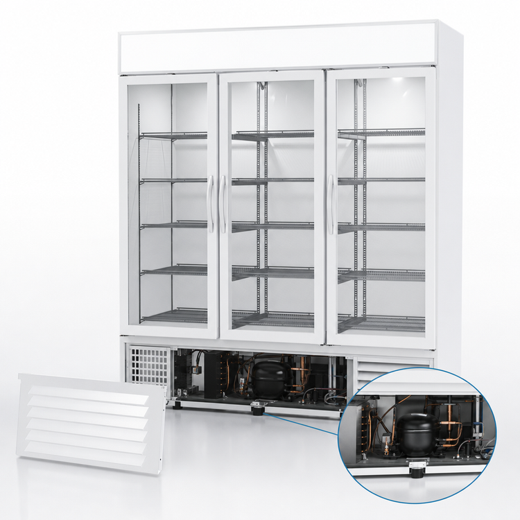 Product image #5 for Beverage-Air MarketMax Three-Section Bottom-Mount Reach-In Wine Merchandiser with Hinged Glass Doors, White