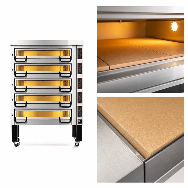 Product image #4 for PizzaMaster PM 725ED Five-Deck Electric Pizza Deck Oven with Ceramic Clay Stones